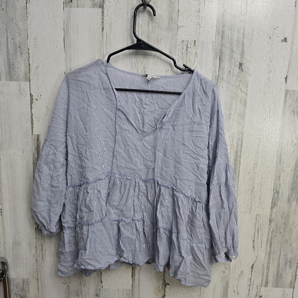 Lucky Brand Light Blue Blouse Womens Size Medium